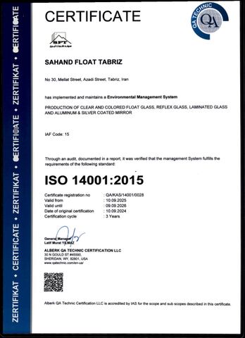 ISO 14001 Environmental Management certificate